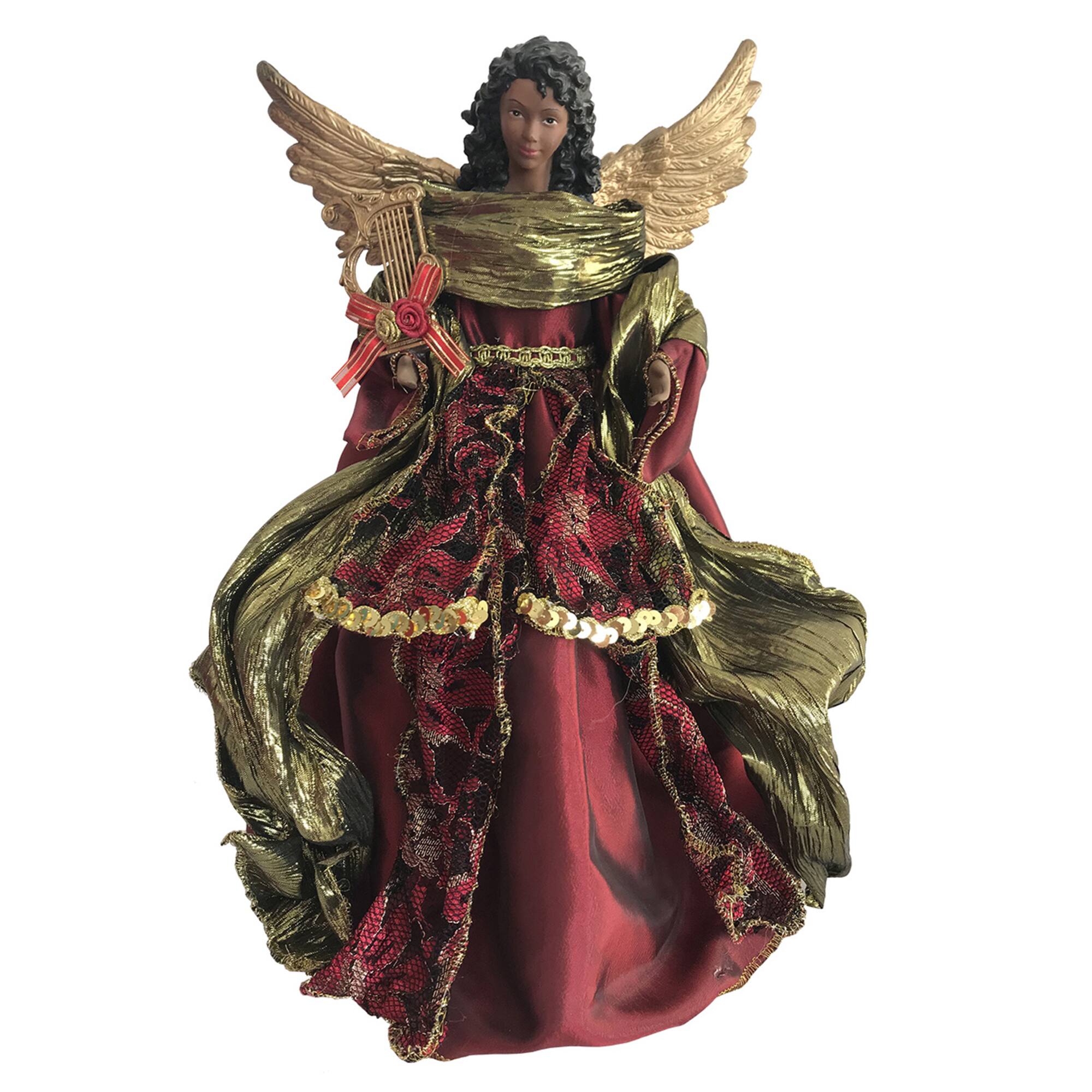 Santa's Workshop 16" Burgundy Christmas Angel Tree Topper